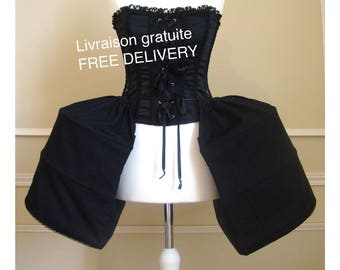 Black 18th Marie-Antoinette petticoat with bag baskets for women from XS to XXXL - Free delivery