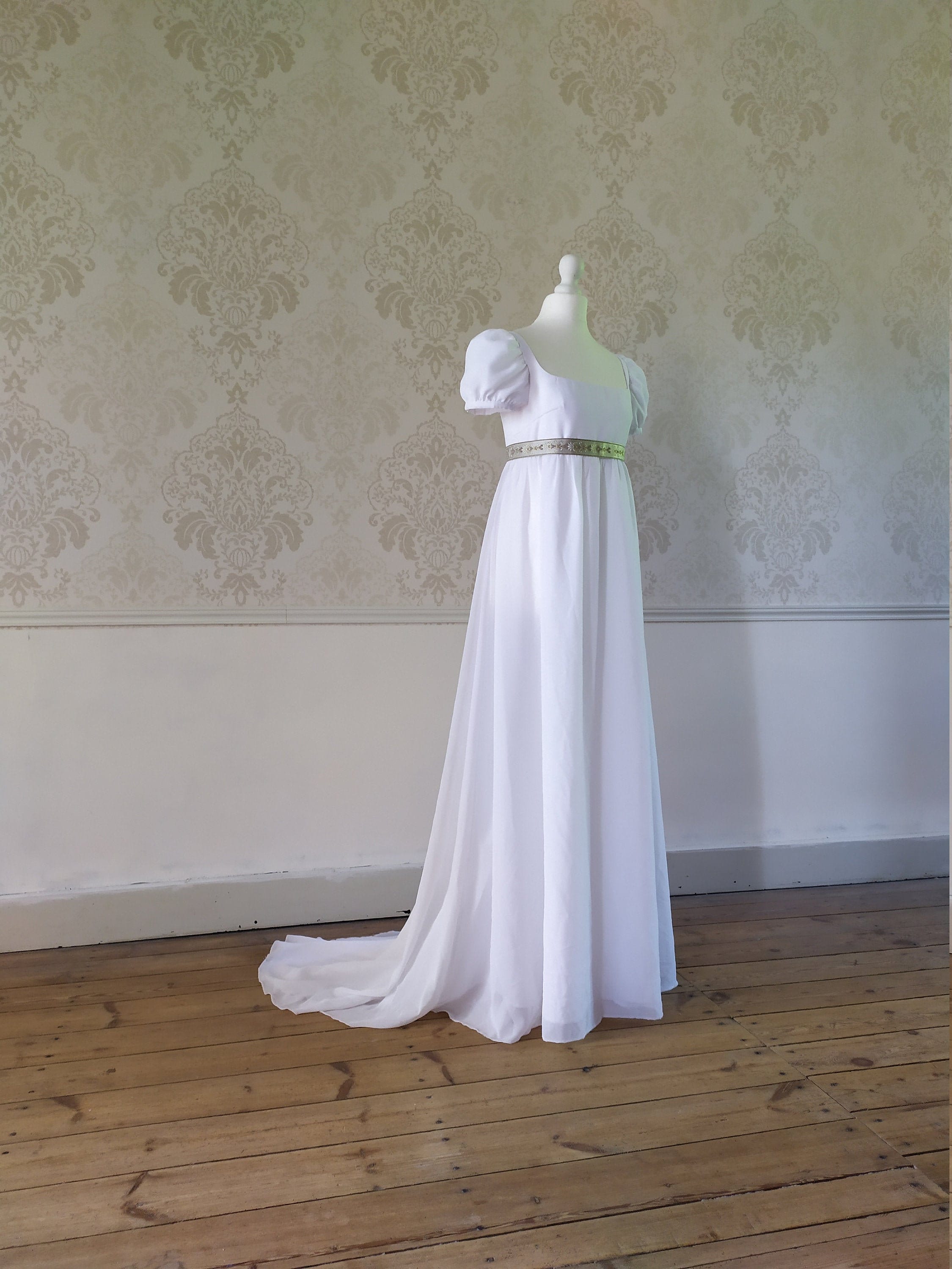 Historical 1st Empire white dress, from XXS to 3XL