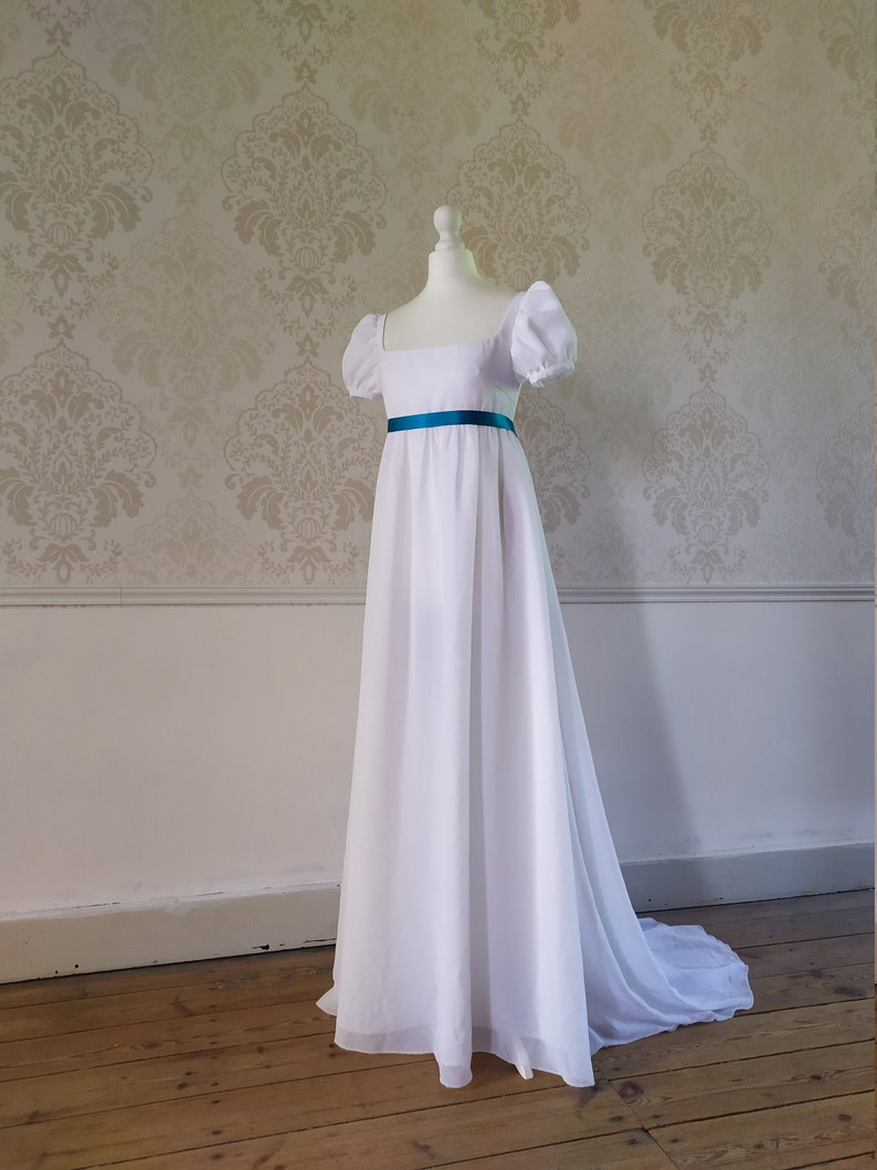 Robe 1er Empire en mousseline blanche 8 couleurs de ruban au - Etsy France