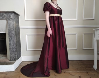 Historical 1st Empire Josephine dress in taffeta, available from XXS to 4XL