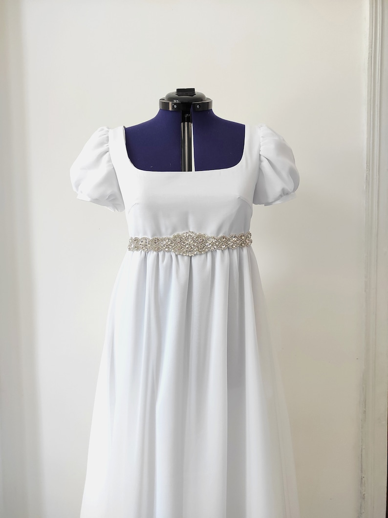 Empire Dress Regency Bridgerton Woman White Chiffon and Etsy