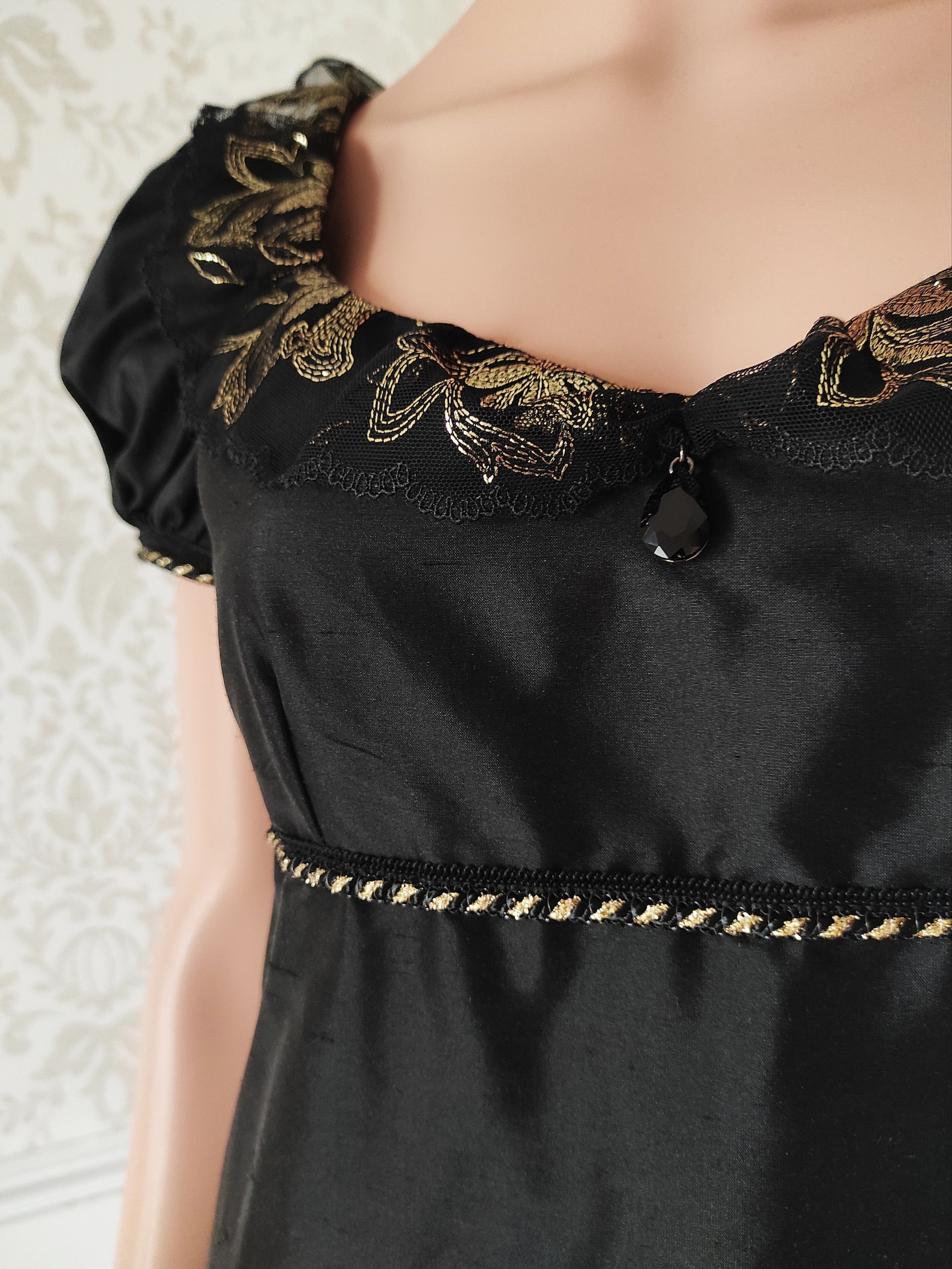 Robe De Soirée Principles En Lin Doré Métallisé - Ligne Empire, Nœud à La Taille - Taille 10 - Occasion Très Bon état