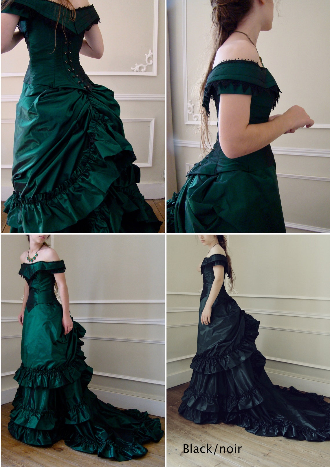 Robe Médiévale Victorienne Femme - Manches Bouffantes, Taille Haute, Ceinture Dos - Style Regency Vintage Pour Bal & Soirée - 10