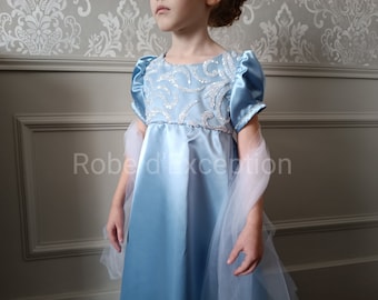 Girls' Empire Snow Queen dress, embroidered tulle with rhinestones from 4 to 10 years