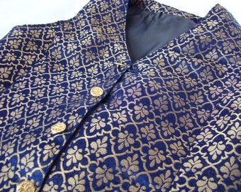 Kids costume blue and Gold Brocade vest