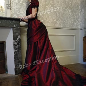 Burgundy Taffeta Victorian Ball Gown