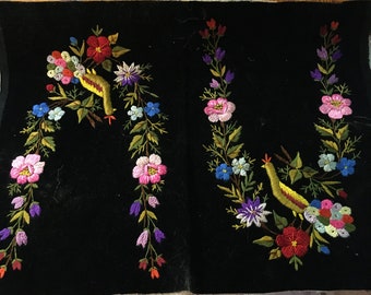 Vintage Pre-Worked Floral Needlepoint Design on Large Unfinished Canvas-17\u201d x 18\u201d-Mid Century 1960/'s Yarn Art-Nice Wooden Lap or Table Frame