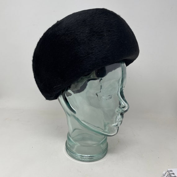 Vtg. Black Wool Felt Hat Warm Winter - image 3