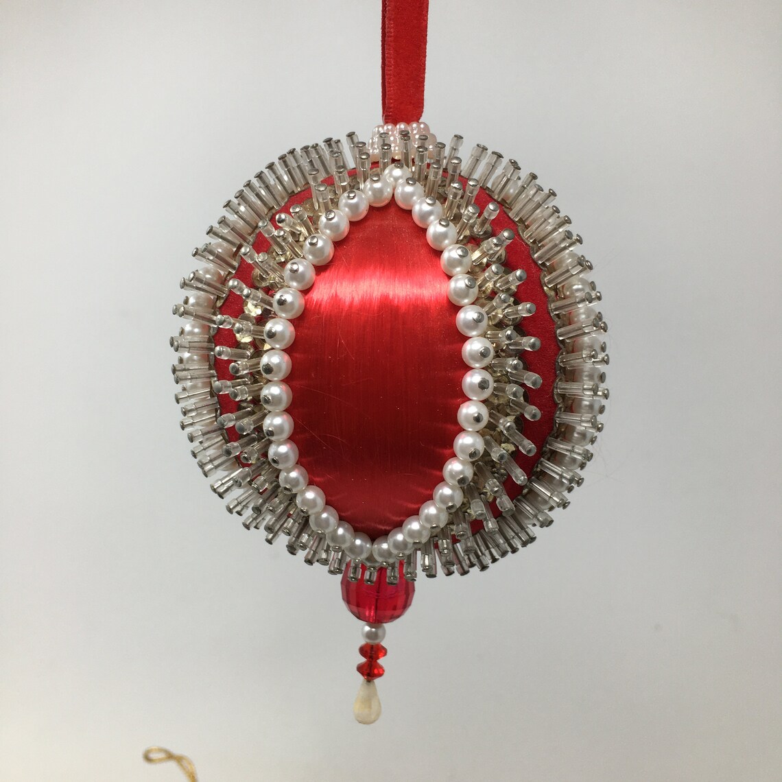 Set of 6 Handmade Vintage Christmas Ornaments Sequins Satin Etsy