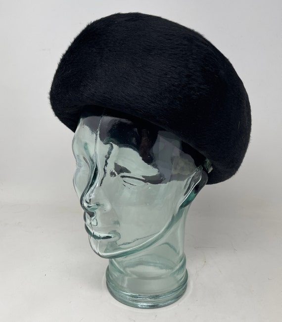 Vtg. Black Wool Felt Hat Warm Winter - image 1