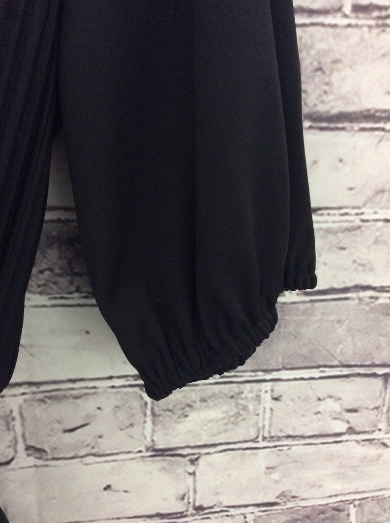 Vintage Black 1960/'s Blouson Dress Lady Carol Gathered Tie Waist Movie Theater Fashion Prop Photo Prop