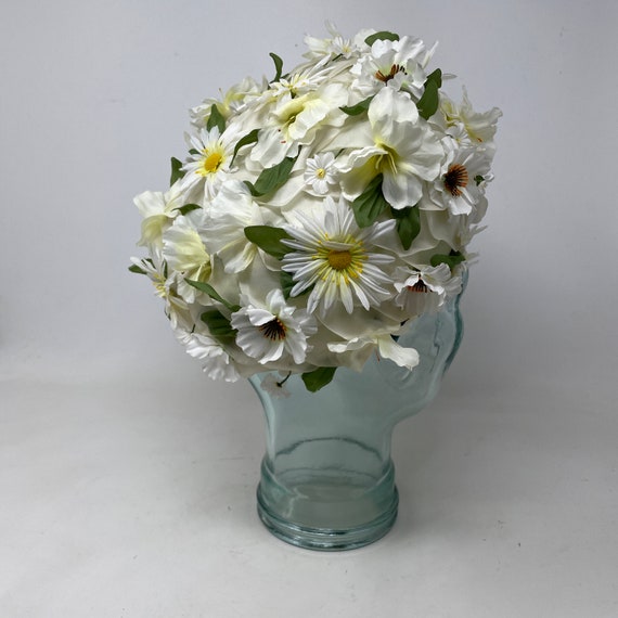 Vtg. Flower Hat Daisies White Yellow Spring Summe… - image 4