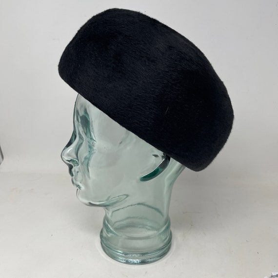 Vtg. Black Wool Felt Hat Warm Winter - image 2