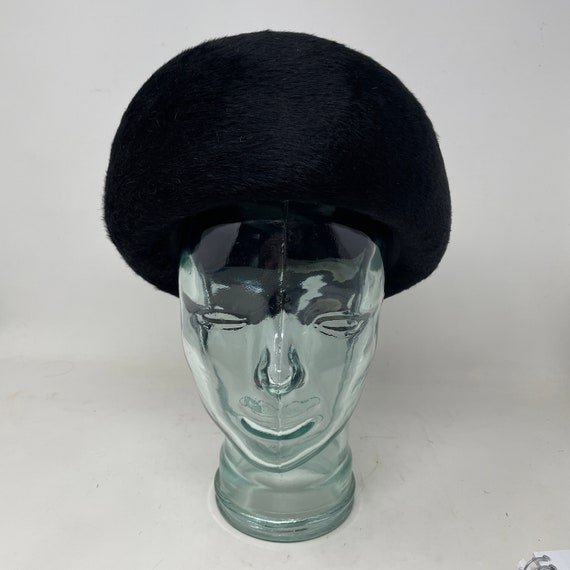 Vtg. Black Wool Felt Hat Warm Winter - image 5