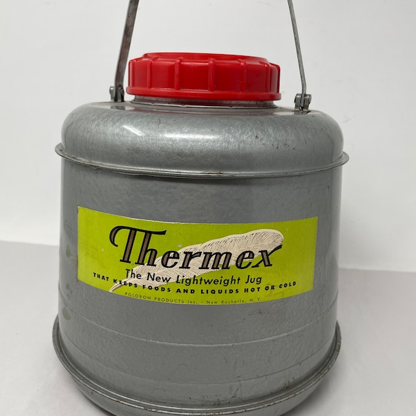 Vintage Poloron Thermex Metal Cooler Jug 1 Gallon Insulated