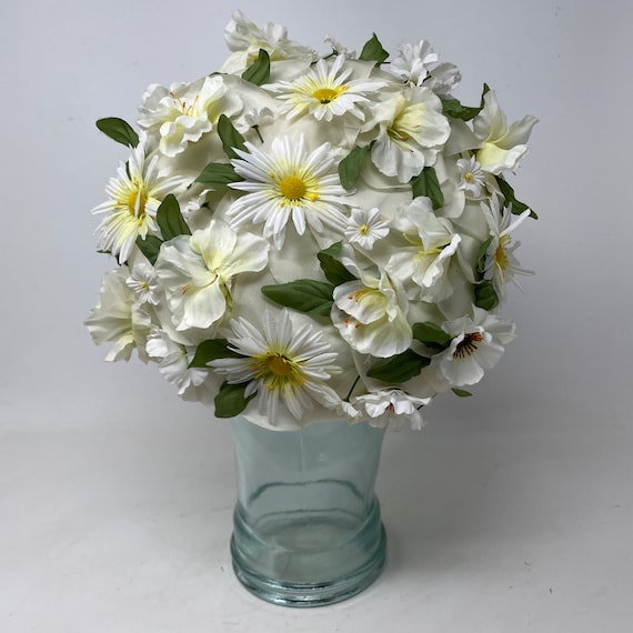 Vtg. Flower Hat Daisies White Yellow Spring Summe… - image 5