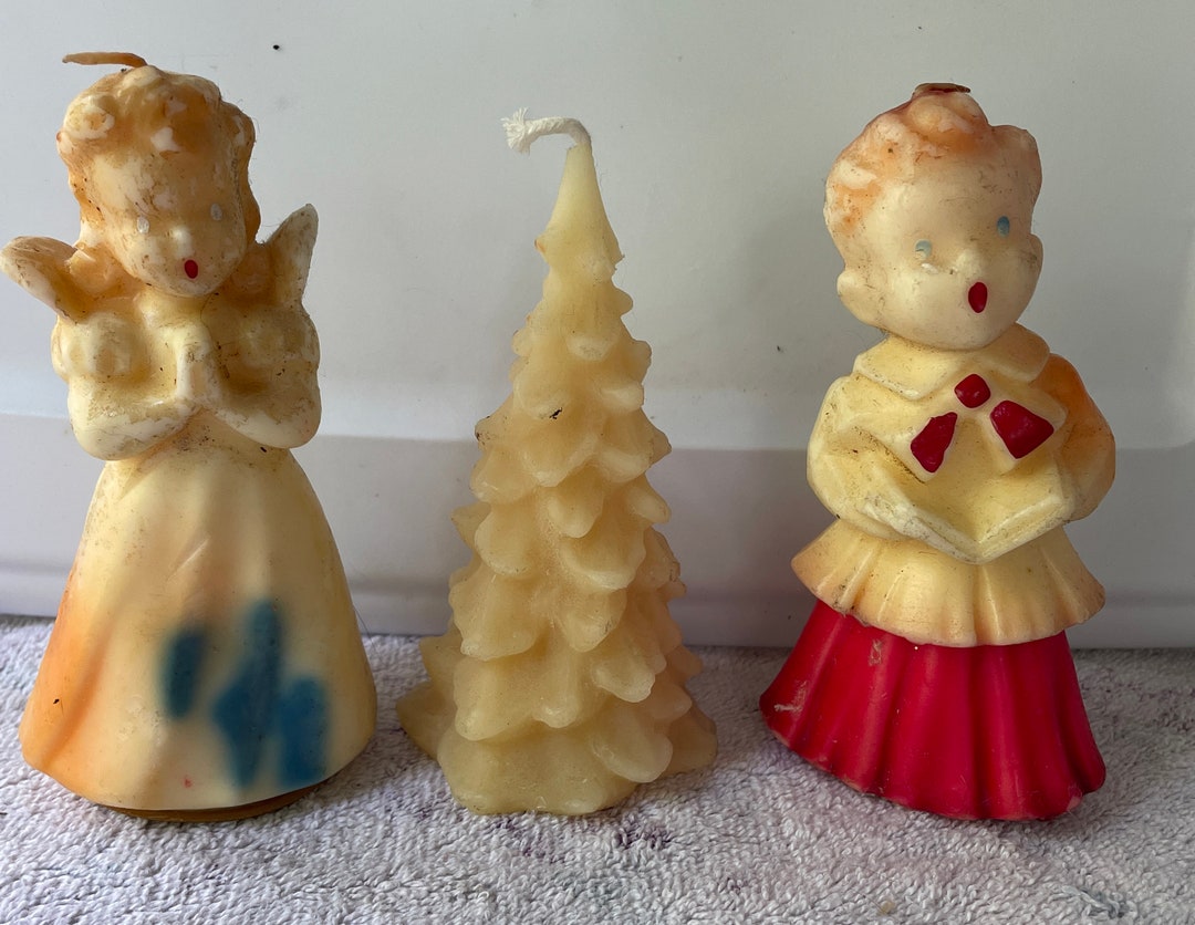 3 Large Gurley Christmas Candles Angel Tree Choir Boy Decorations Etsy