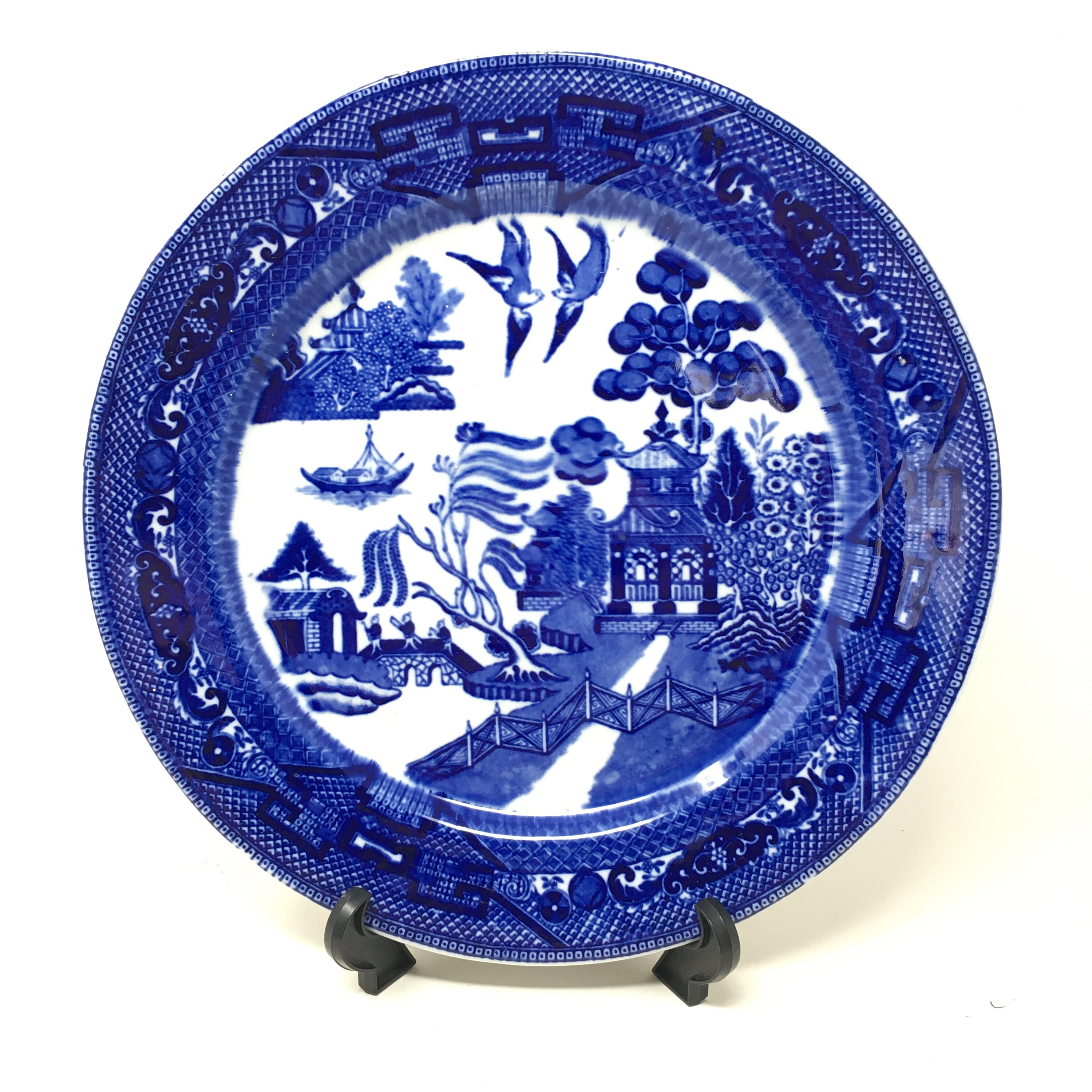 Vintage Flow Blue Willow Ware Charger Buffalo China Restaurant Ware