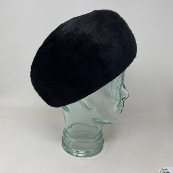 Vtg. Black Wool Felt Hat Warm Winter - image 4