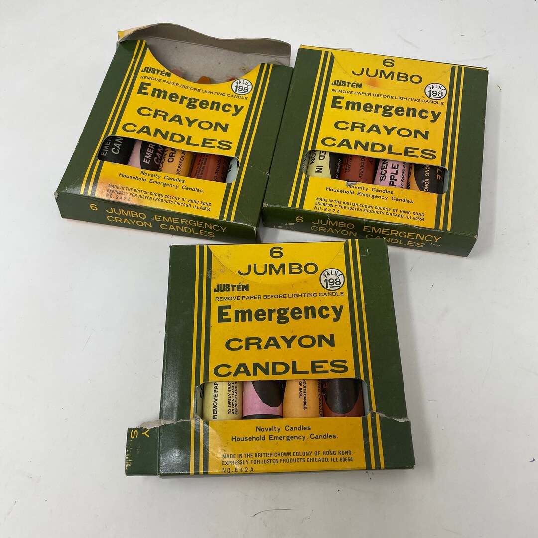 3 Boxes of Vtg. Jumbo Emergency Crayon Candles Unused Etsy