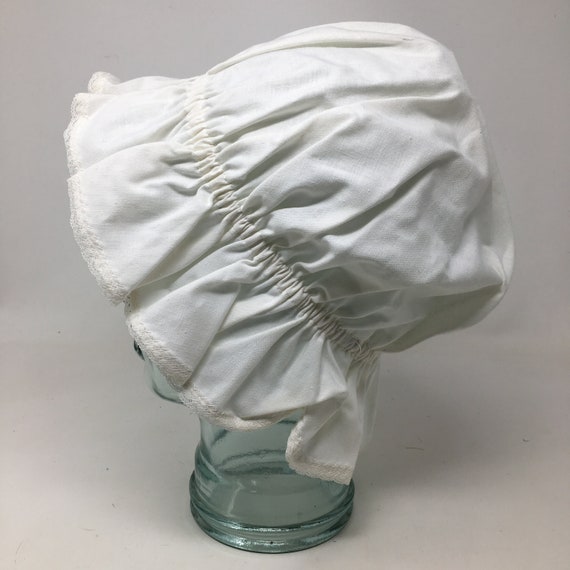 Vintage White Cotton Handmade Ruffled Sleep Cap V… - image 4