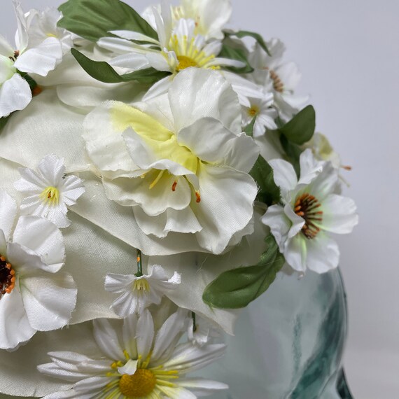 Vtg. Flower Hat Daisies White Yellow Spring Summe… - image 6