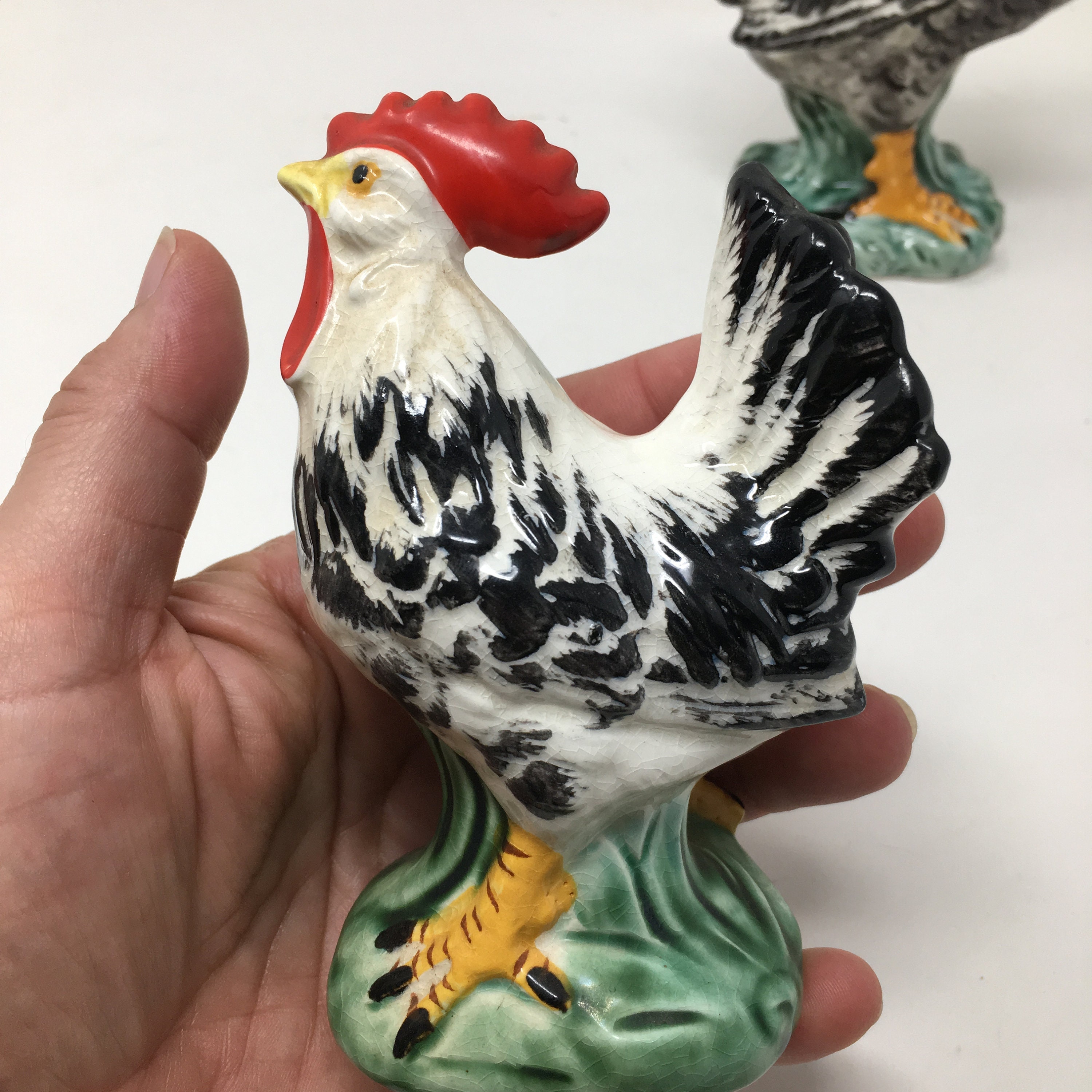 Vintage Rooster Chicken Figurines Japan Ceramic Collectible Etsy