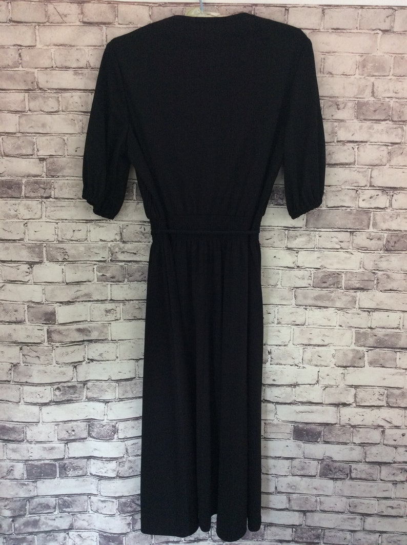Vintage Black 1960/'s Blouson Dress Lady Carol Gathered Tie Waist Movie Theater Fashion Prop Photo Prop