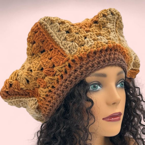 Crocheted ladies tan and brown handmade hat Accessories | Crocheted Ladies Tan And Brown Handmade Hat  main image 3