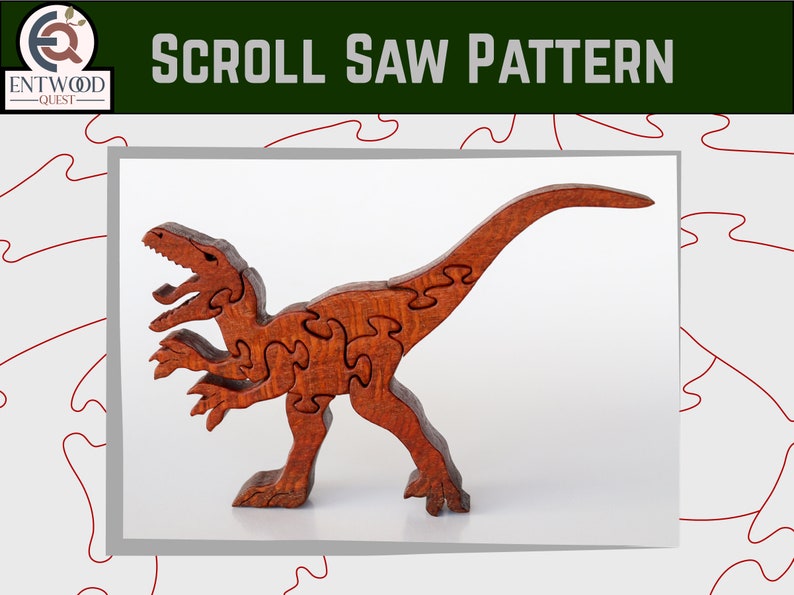 Dinosaur Scroll Saw Puzzle Pattern Set, Trex Skull, Pterodactyl