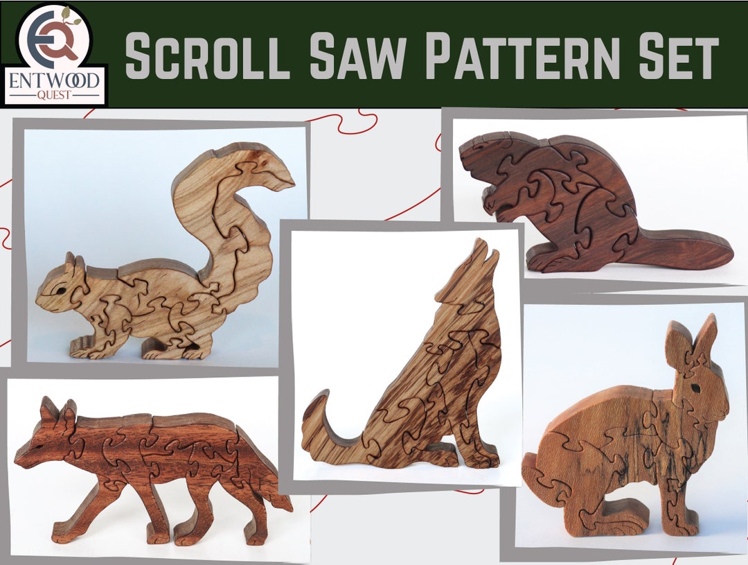 North American Wildlife Scroll Saw Puzzle Pattern Set 2, Beaver, Rabbit, Coyote, Wolf sitting, Squirrel, Free Standing Wooden Puzzle - Etsy north-american-wildlife-scroll-saw-puzzle-pattern-set-2-beaver-rabbit-coyote-wolf-sitting-squirrel-free-standing-wooden-puzzle-etsy
