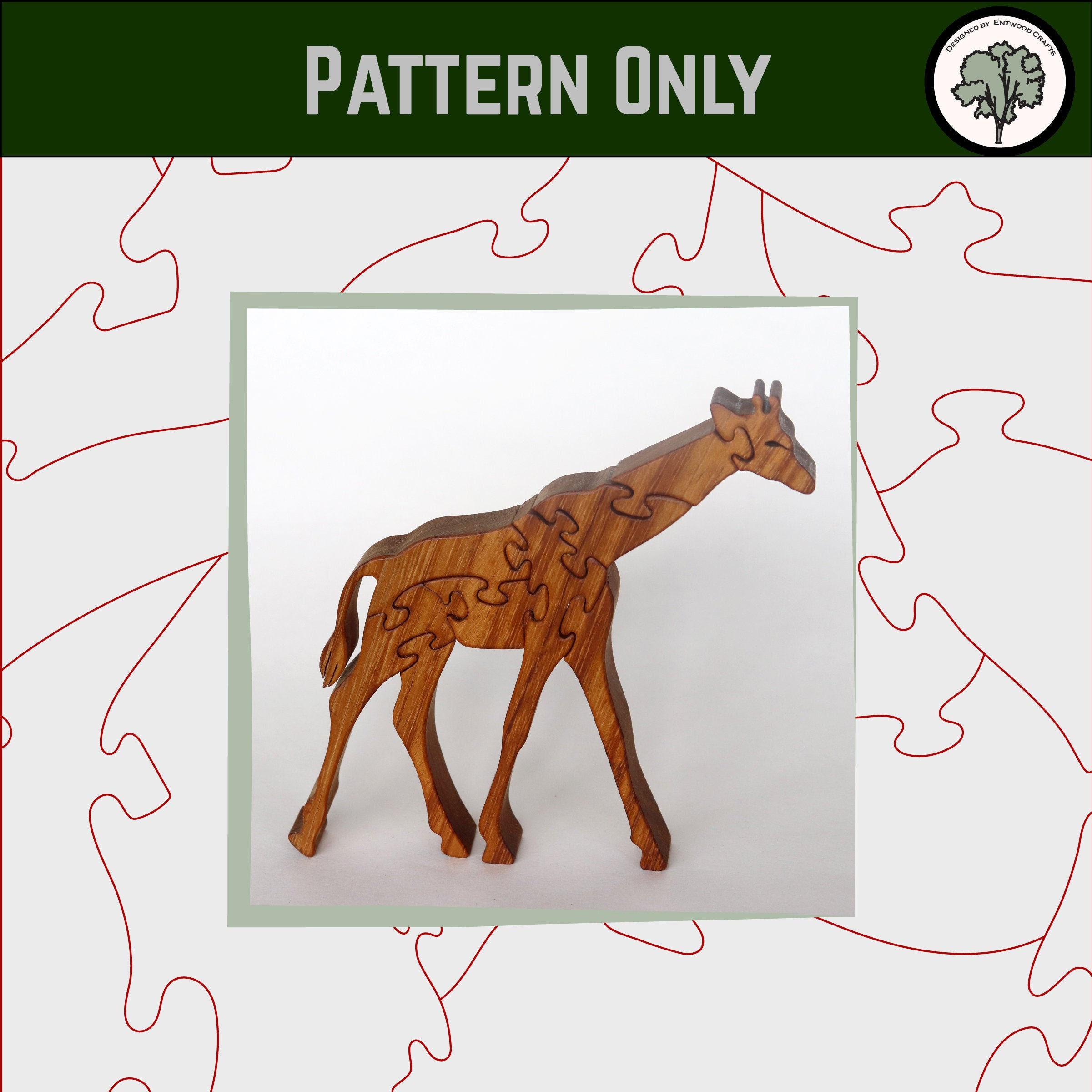 Giraffe Wooden Puzzle Scroll Saw Pattern DIY Woodworking Plan Etsy