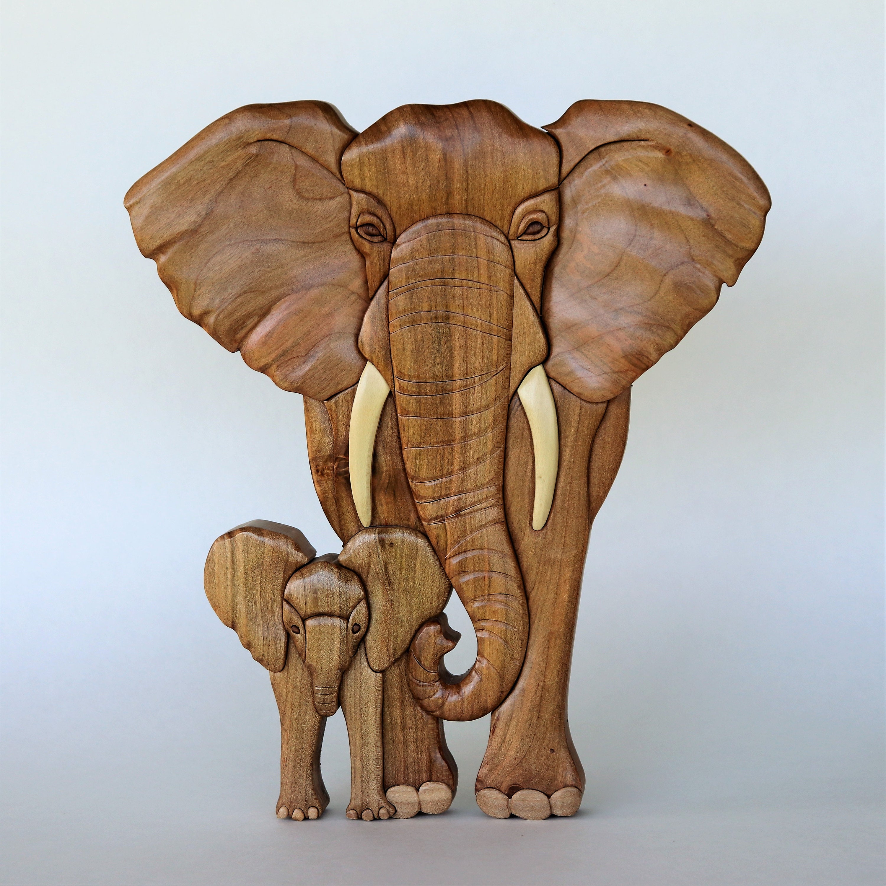 Elephant & Calf Intarsia Wall Hanging Scroll Saw Pattern DIY Etsy