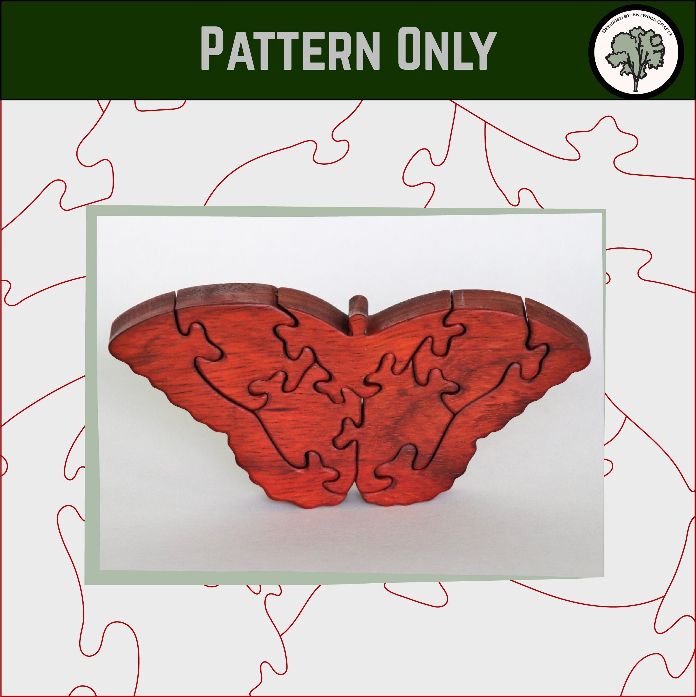 Download Butterfly Wooden Puzzle Scroll Saw Pattern Diy Woodworking Etsy