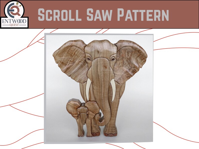 Elephant & Calf Intarsia Pattern Scroll Saw Wall Hanging Etsy