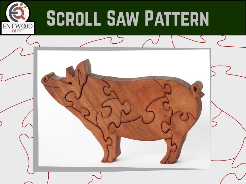 Farm Animal Scroll Saw Puzzle Pattern Set, Duck, Horse, Pig, Goat