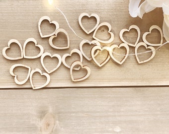 100pc Hollow Wooden Heart Love Rustic Decoration Wedding Table Confetti Slice AU 