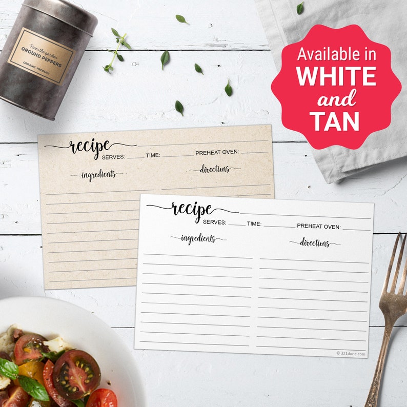 Recipe Cards Large 4x6 Black White Recipe Wedding Bridal Shower Bride Minimalist Double-sided Luxury White Simple Script 321Done Set of 50