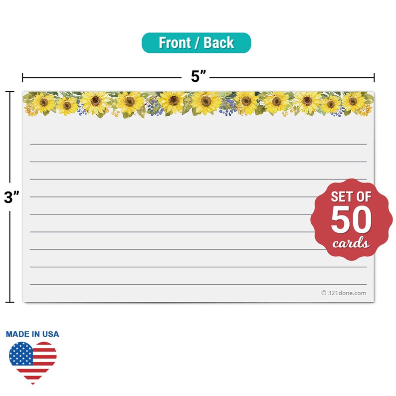 Thick Heavy Duty Cardstock Simple Note Cards 321Done Set of 50 Large 4x6 College-Ruled Lined Notecards Double-Sided Ruled Index Cards