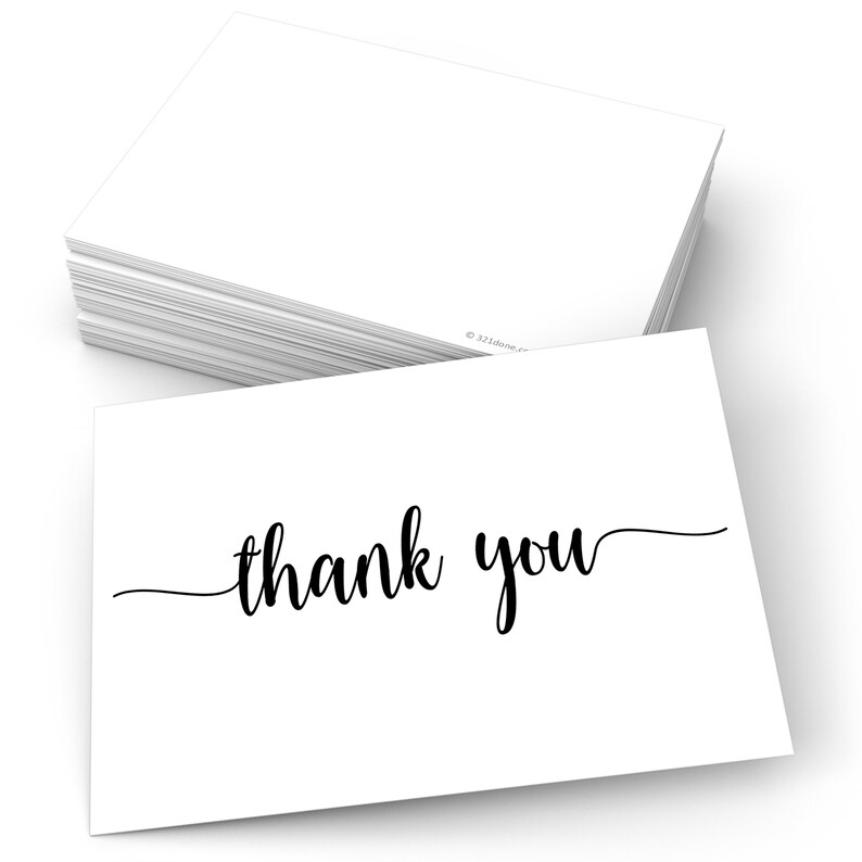 Thank You Note Cards set of 50 4x6 Plain White Card Stock Etsy