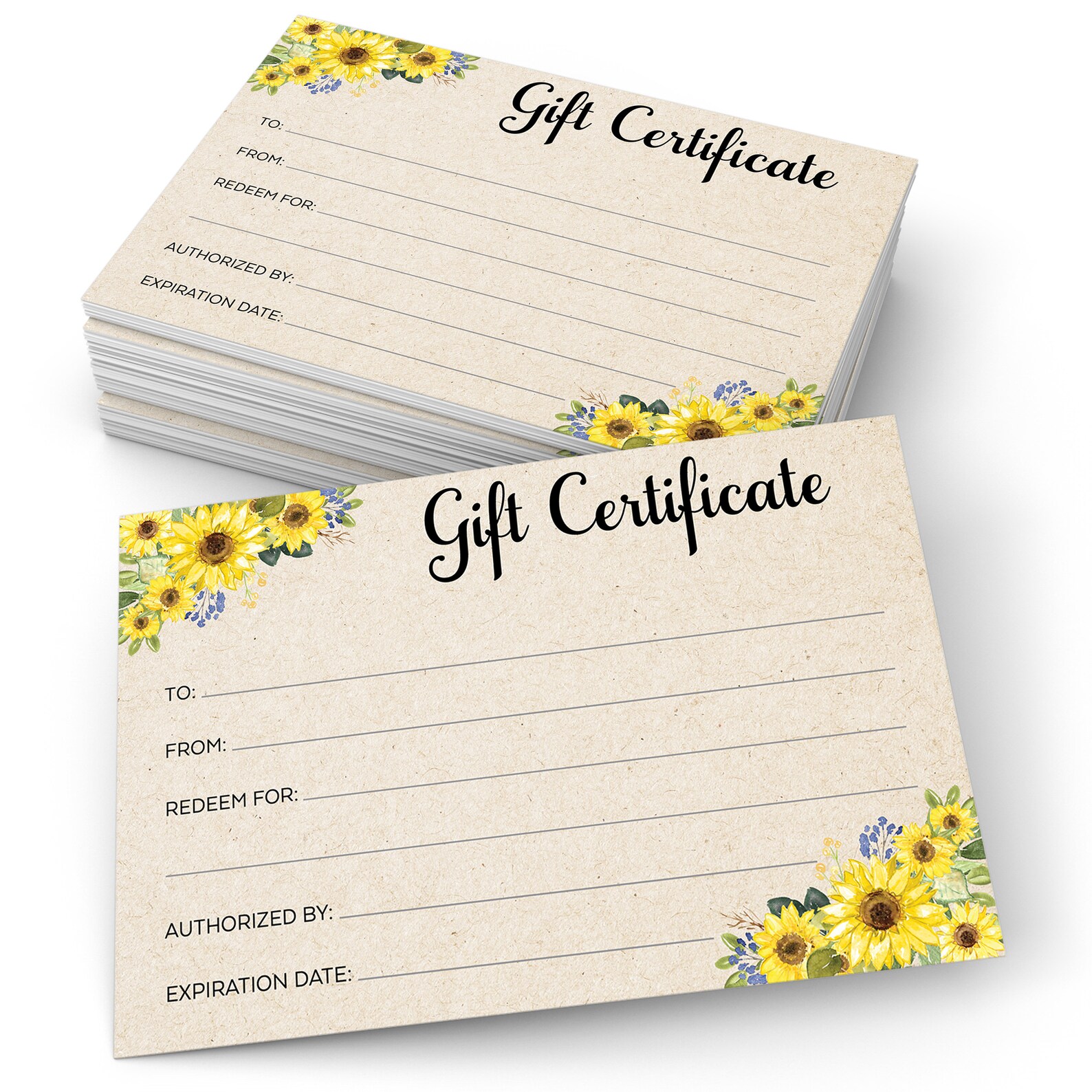Blank Gift Certificates 24 Cards Sunflower Floral Generic Etsy