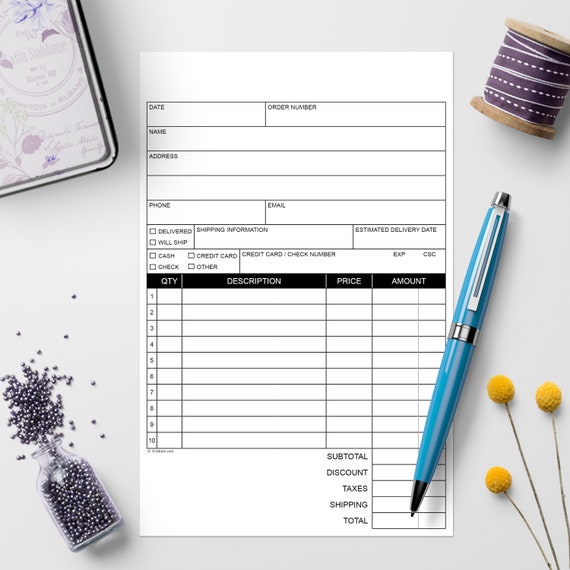 2Part Carbonless Blank Pad Carbon Copy 50 Sets Order Form Etsy