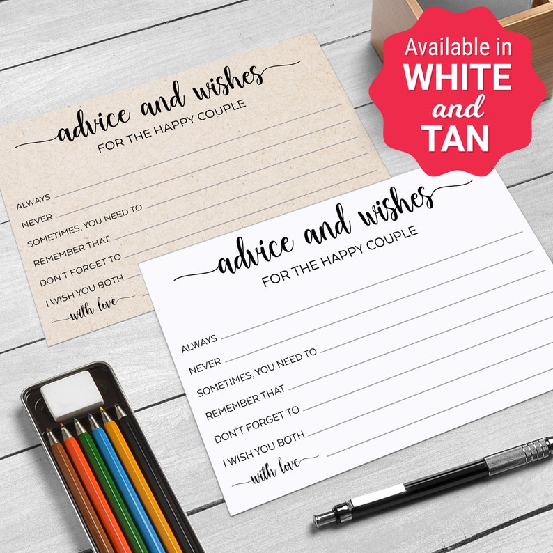 Advice and Wishes for the Happy Couple Cards 50 Cards 4x6 Etsy