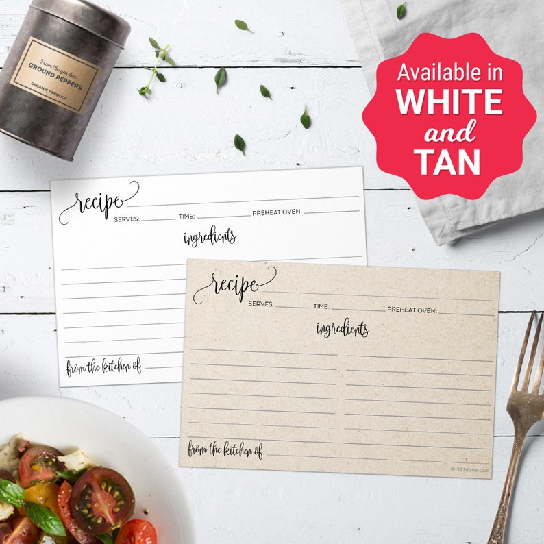 5x7 Large Recipe Cards for Wedding Bridal Shower Recipe Box Etsy