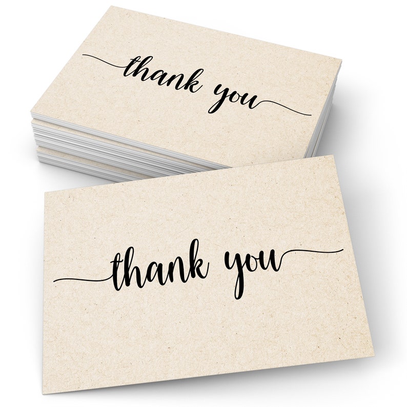 Thank You Note Cards Set of 50 4x6 Plain Kraft Card Stock Etsy