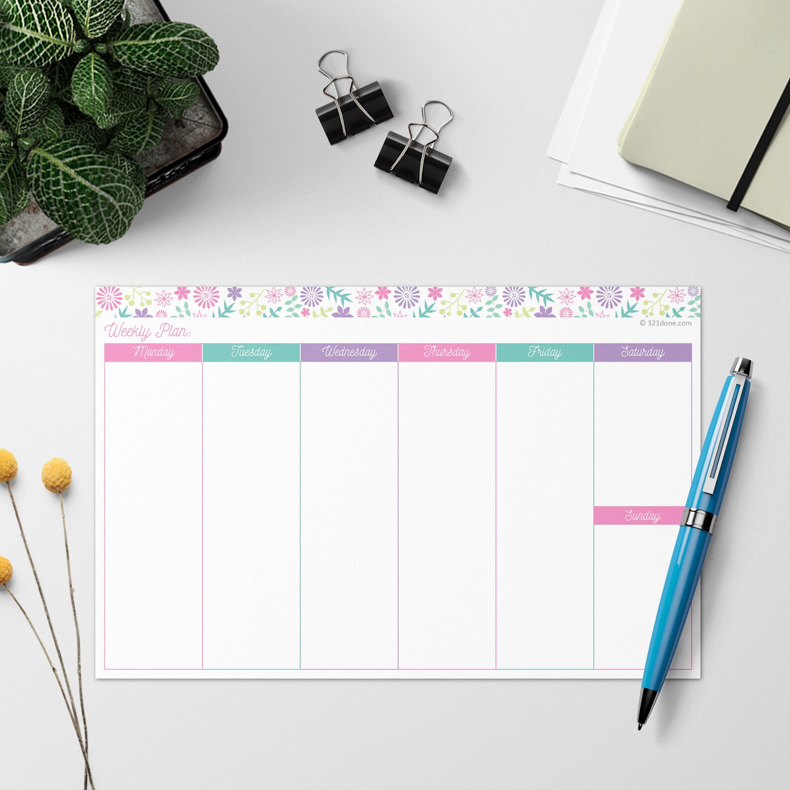 Weekly Planning Notepad Landscape 50 Sheets 5.5x8.5 Week Etsy