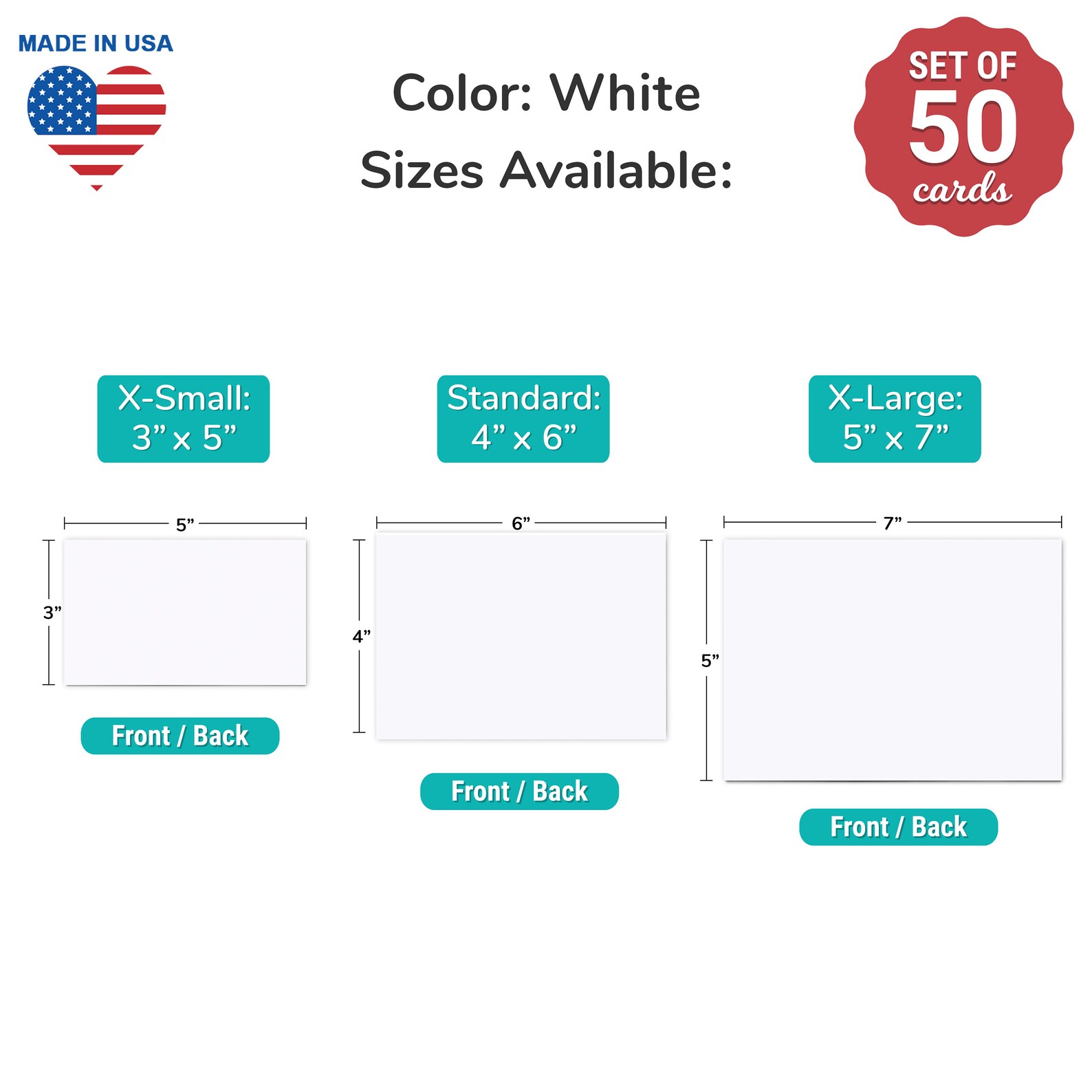 Blank White Index Cards 3 5x5 Inches Set Of 50 Notecards Etsy