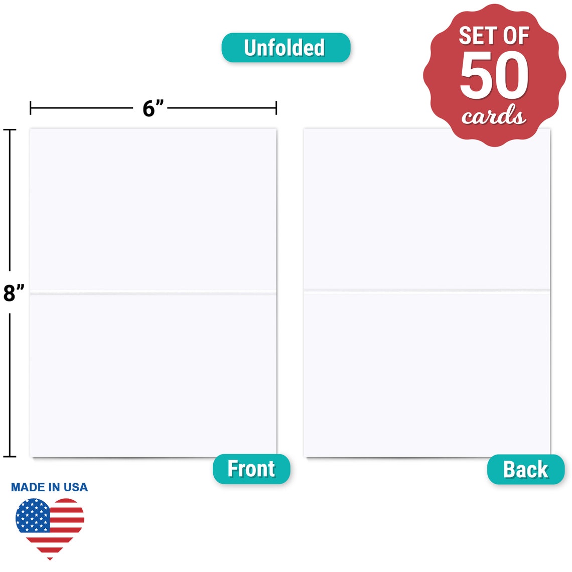 Blank White Folding Index Cards set of 50 Large 8x6 Folds to Etsy