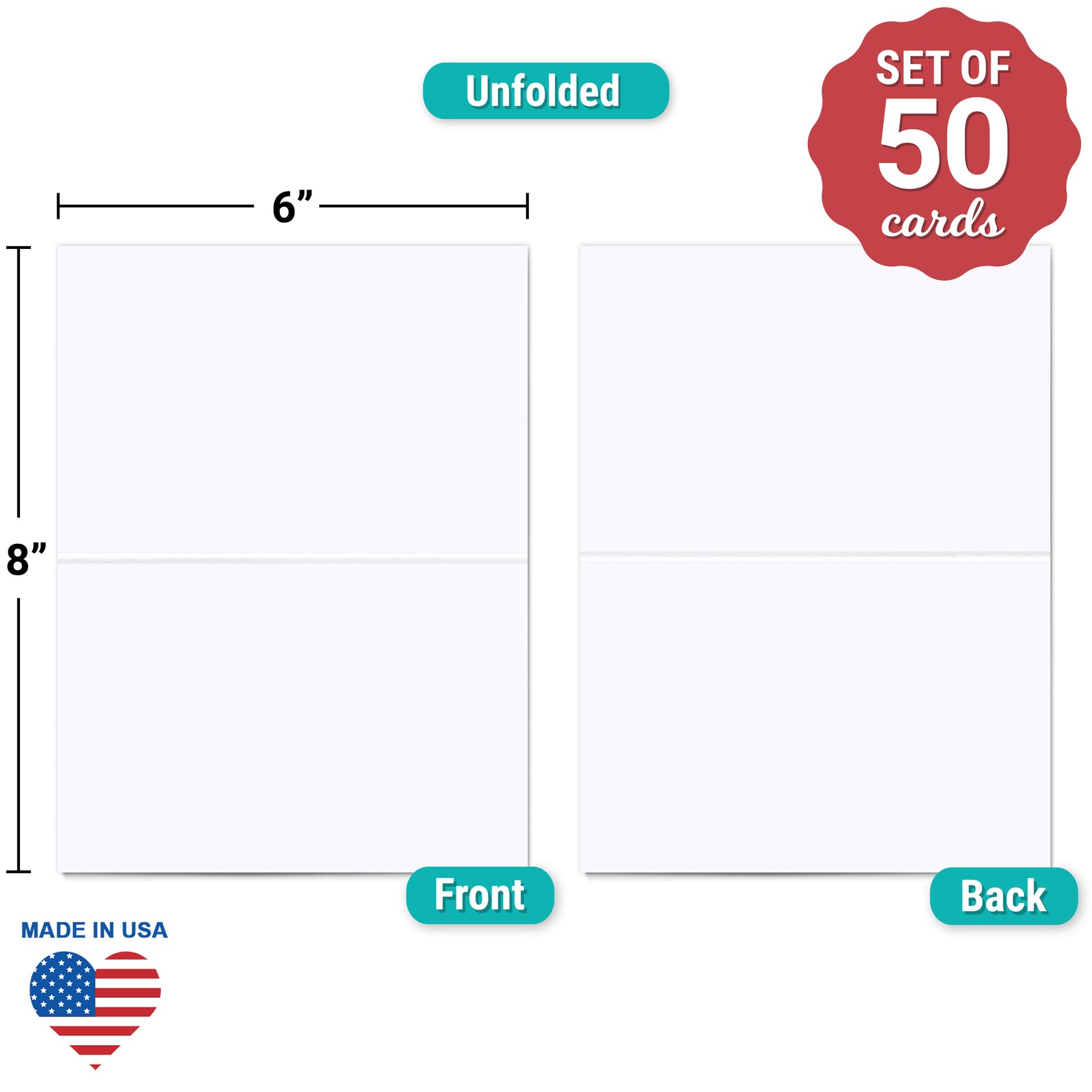 Blank White Folding Index Cards set of 50 Large 8x6 Folds to Etsy