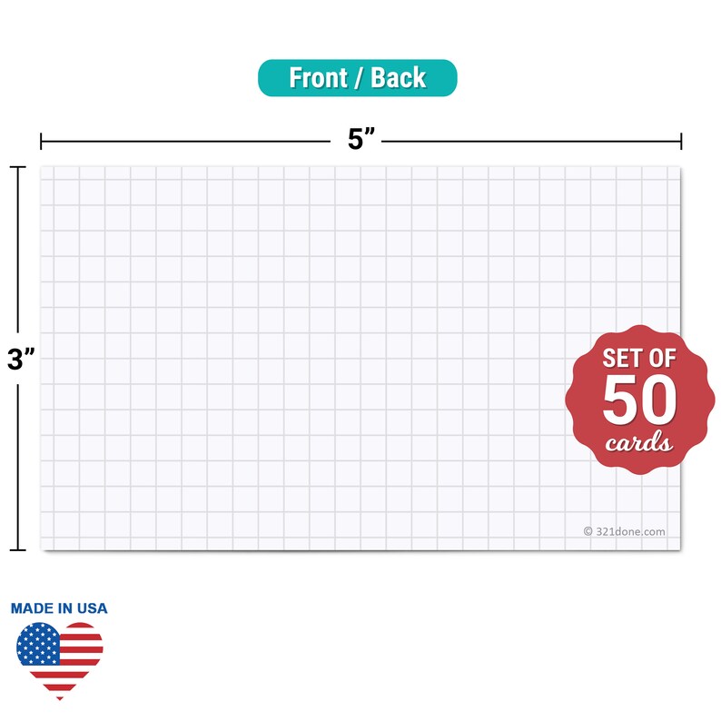 Grid Index Cards 4x6 Inches Set of 50 GraphRuled 0.25 inch Etsy